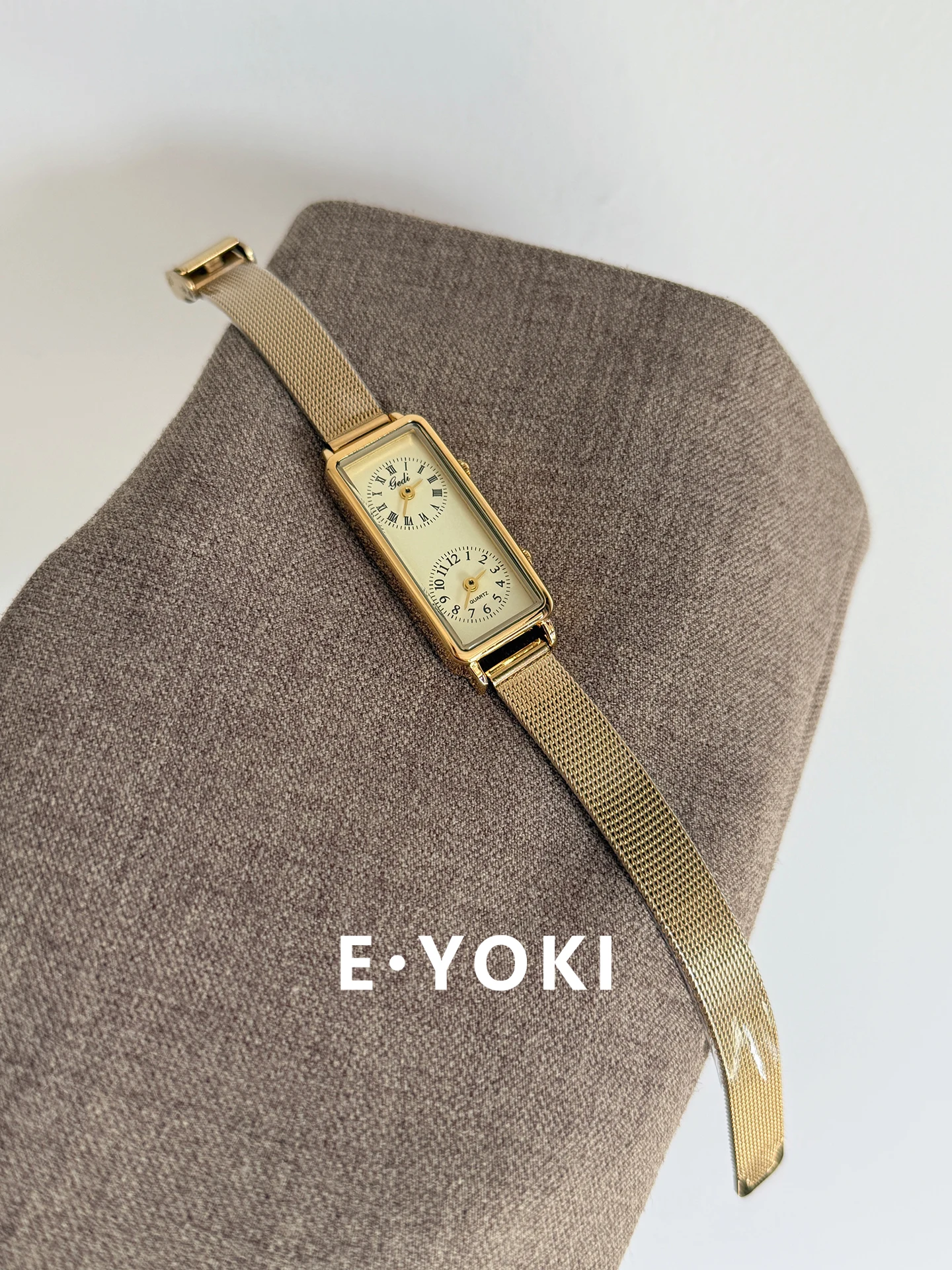 2025 Luxury Women's Watch Gold Dual Time Rectangular Dial Ladies' Vintage-Inspired Premium Quartz Stainless Steel Watch Gift