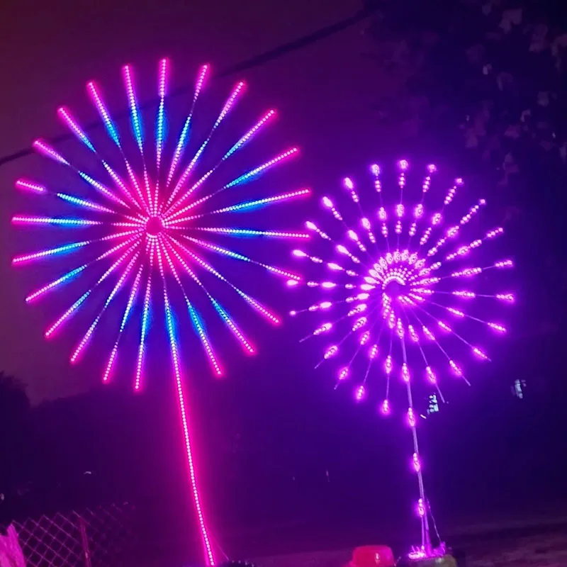 APP Programmable RGB Firework Lights, Sound Sync Dancing, Built-in Dual Speakers, Waterproof Sound Activated Outdoor Yard Decor