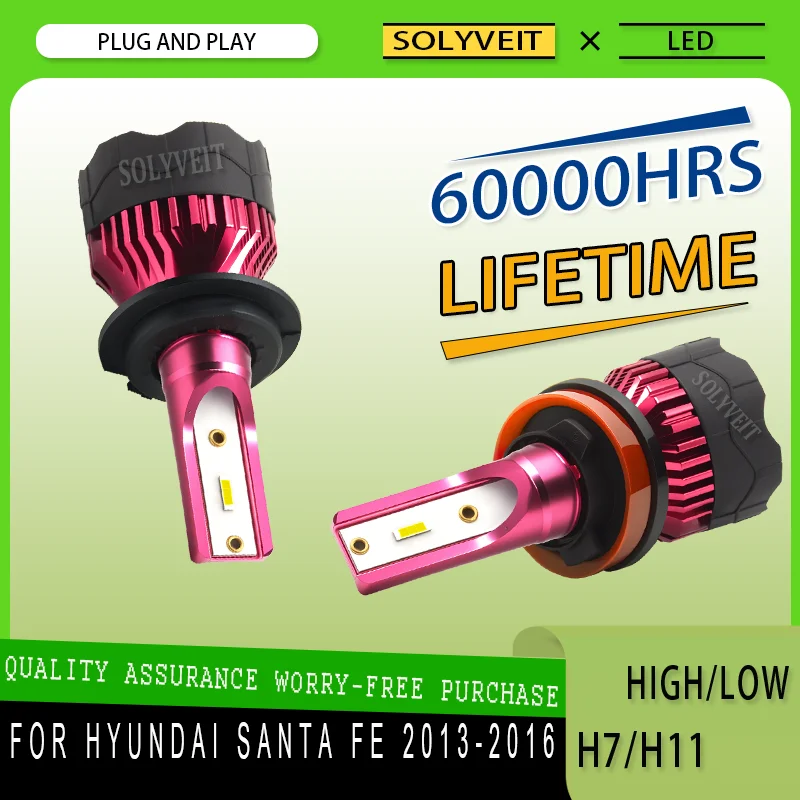 

Dust-Proof Lights Up Farther Distances Durable reliable H7 H11 LED HIGH LOW HEADLIGHTS FOR Hyundai Santa Fe 2013 2014 2015 2016