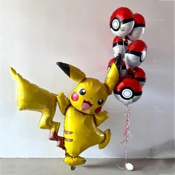 1set Cartoon Pokemon Pikachu Theme Foil Balloons Set 40inch Red number Balloon Kids Birthday Baby Shower Party Decora Supplies