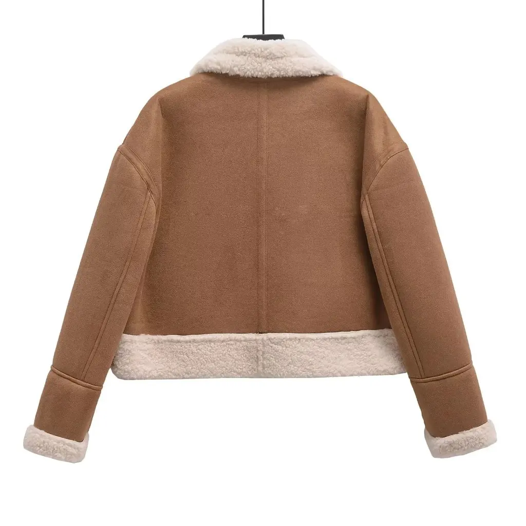 

Women's European American Style Long Sleeve Lapel Jacket Coat Zipper Decoration Double-Sided New Arrivals 8372244