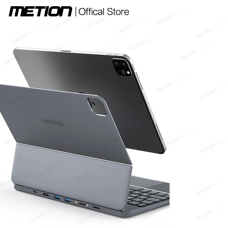 DOQO سبائك الألومنيوم محطة الإرساء لوحة المفاتيح السحرية 7in1 قوي المغناطيسي مقص القدم زر ل 2020/2021 باد Pro11 "Air4/Air5