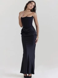 Off Shoulder Black Dress Women Strapless Sexy Midi Dress 2025 Summer Backless Dresses For Women Elegant Wedding Party Dresses