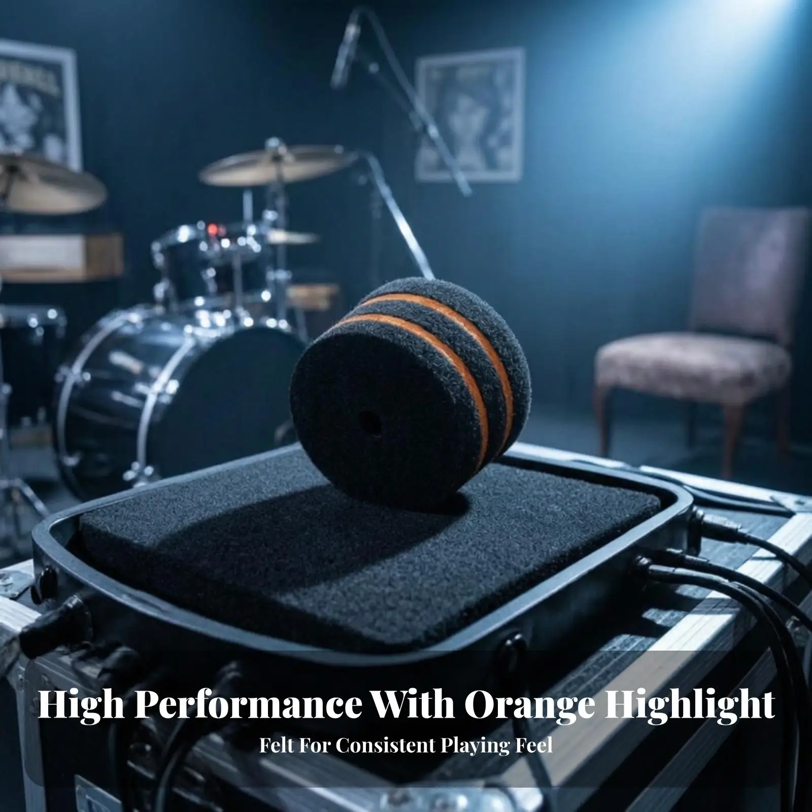 Felt Bass Drum Beater Head Replacement for Drum Kit Pedal Black Orange Percussion Part
