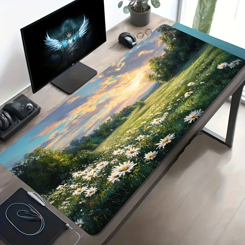 Desk Cover Mouse Pad Gaming Cloth Surface Non Slip Rubber Base PC Laptop Keyboard Setup