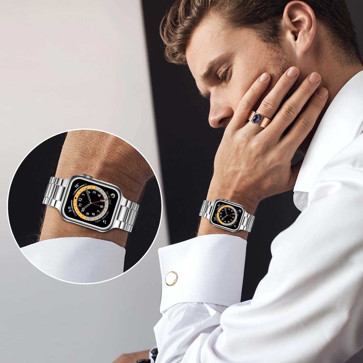 Neues Metallarmband für Apple Watch 12 11 10 46mm 45mm 44mm Edelstahl-Armband IWatch 9 8 7 6 SE 42mm 41mm 40mm 38mm Band – Detail 14