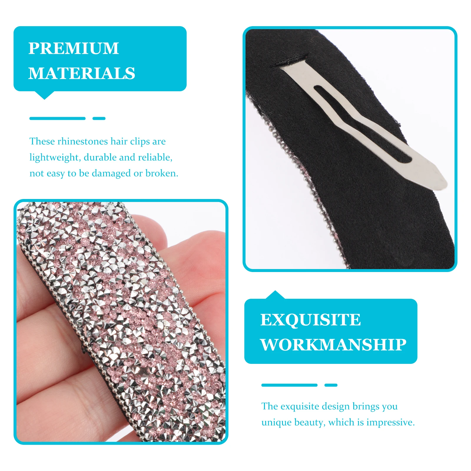 

5Pcs Clips Elegant Rhinestone Barrettes for Women Girls Wedding Banquet Daily Hair Styling Decor Barrettes Hairpin