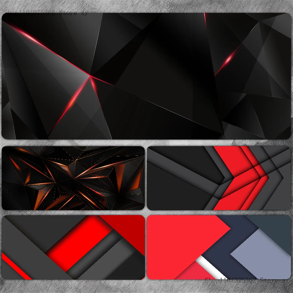 Black Red Geometric Design Non-slip Mouse Pad Suitable For Office Computers Laptops E-sports Game Desk Mats XXL Keyboard
