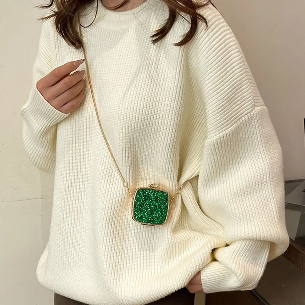 

Waterproof Luxury Metal Chain Lipstick Wallet Elegant Sequin Small Chain Crossbody Bag Glitter Lightweight Jewelry Bag Lady