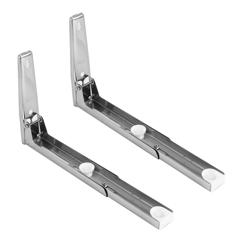 AAAG-Support Frame Steel Foldable Stretch Shelf Rack Microwave Oven Wall Mount Bracket Stainless Silver