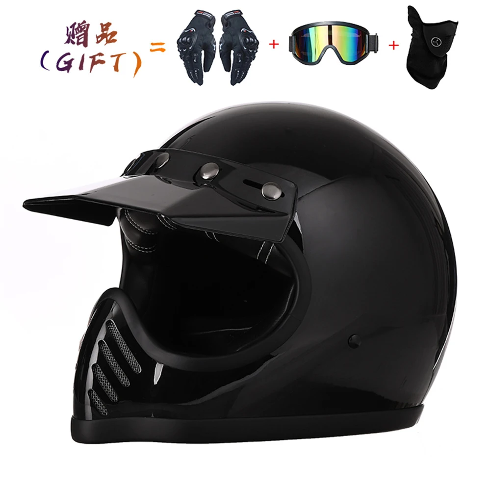 

Four Season Retro Open Face Helmet Motorcycle 3/4 Pu Leather Helmet Capacete Moto with Racing Helmet Protective Goggles Mask