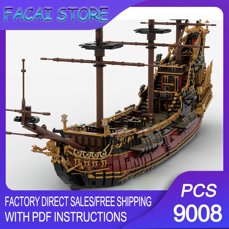 

Pirate Fortress Model Moc Building Bricks Modular Queen's Revenge Model Technology Blocks Christmas DIY Toy Construction Gifts