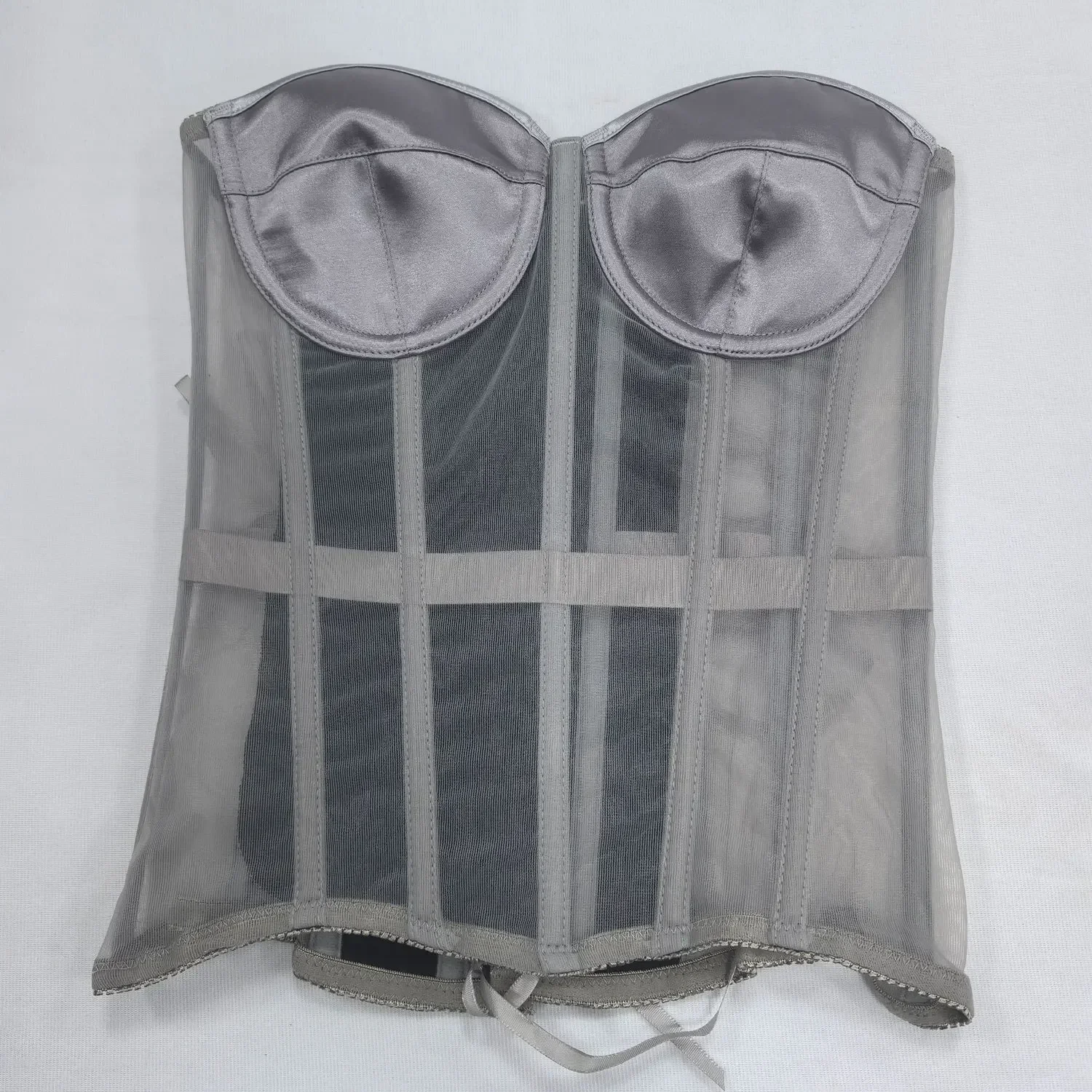 Corsets Strapless with Bra Breathable Mesh Lace Up Boned Bodices Waist Girdle Tummy Tight Bustier Women Tops