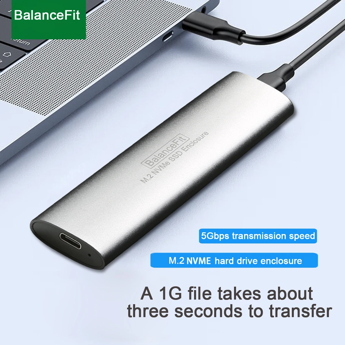 

M.2 NVMe SSD Enclosure Adapter Aluminum Case USB C 3.1 Gen2 10Gbps to NVMe PCIe External Box for 2230/2242/2260/2280 M2 NVMe SSD