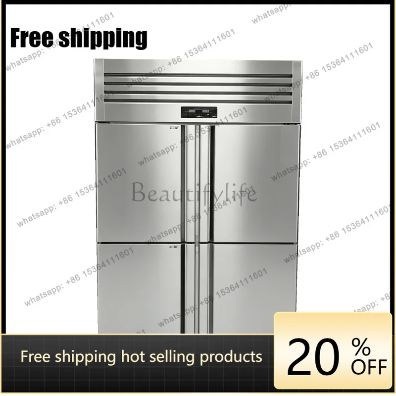 LS refrigerator commercial direct cooling copper tube vertical freezing double temperature large capacity stainless  kitchen