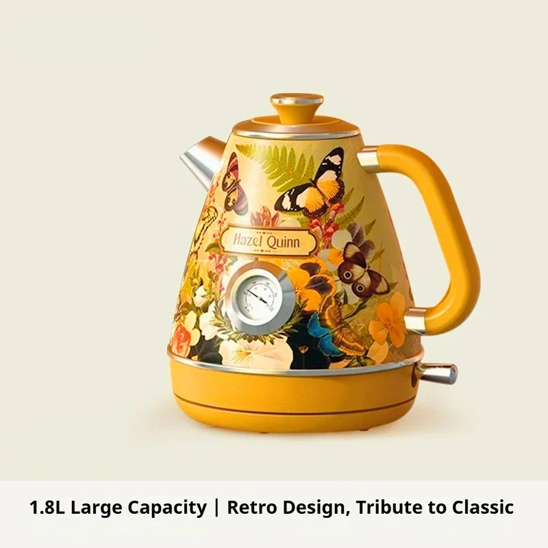 Retro stainless steel automatic electric kettle overheating protection visible temperature display latest household models