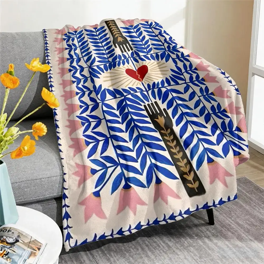 Modern Abstract Design Throw Cozy Summer Nap Flannel Blanket Soft Throw for Office, Couch, Travel & Bed