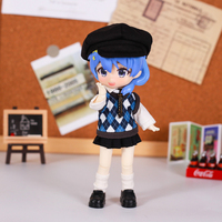 For Obitsu 11 Molly GSC YMY P9 Doll Clothes English Style Student Uniform Doll Diamond Plaid Vest Pleated skirt and Shorts Suit