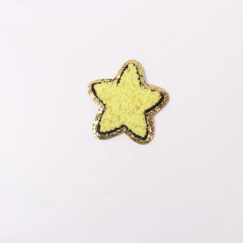 Parche autoadhesivo bordado de estrella de cinco puntas, pegatina de insignia personalizada, accesorios de bricolaje para ropa, bolsa, mochila