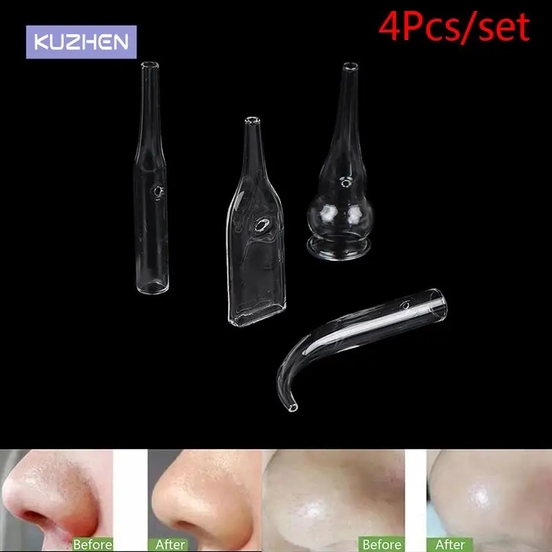 4PCS/Set Blackhead Removal Glass Pipes Face Pore Cleanser Beauty Machine Vacuum Suction Facial Care Beauty Skin Care Supply