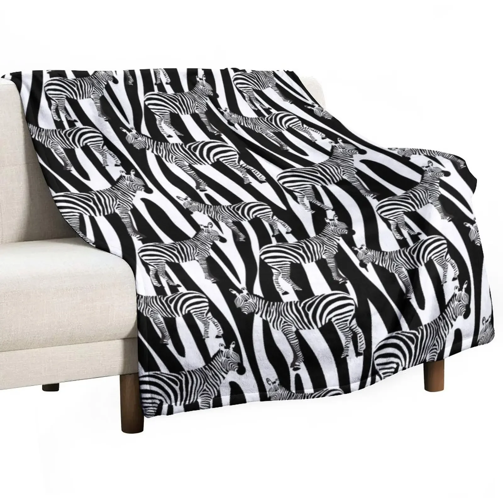 

Zebras on Zebra Stripes Throw Blanket Designers Beautifuls Blankets