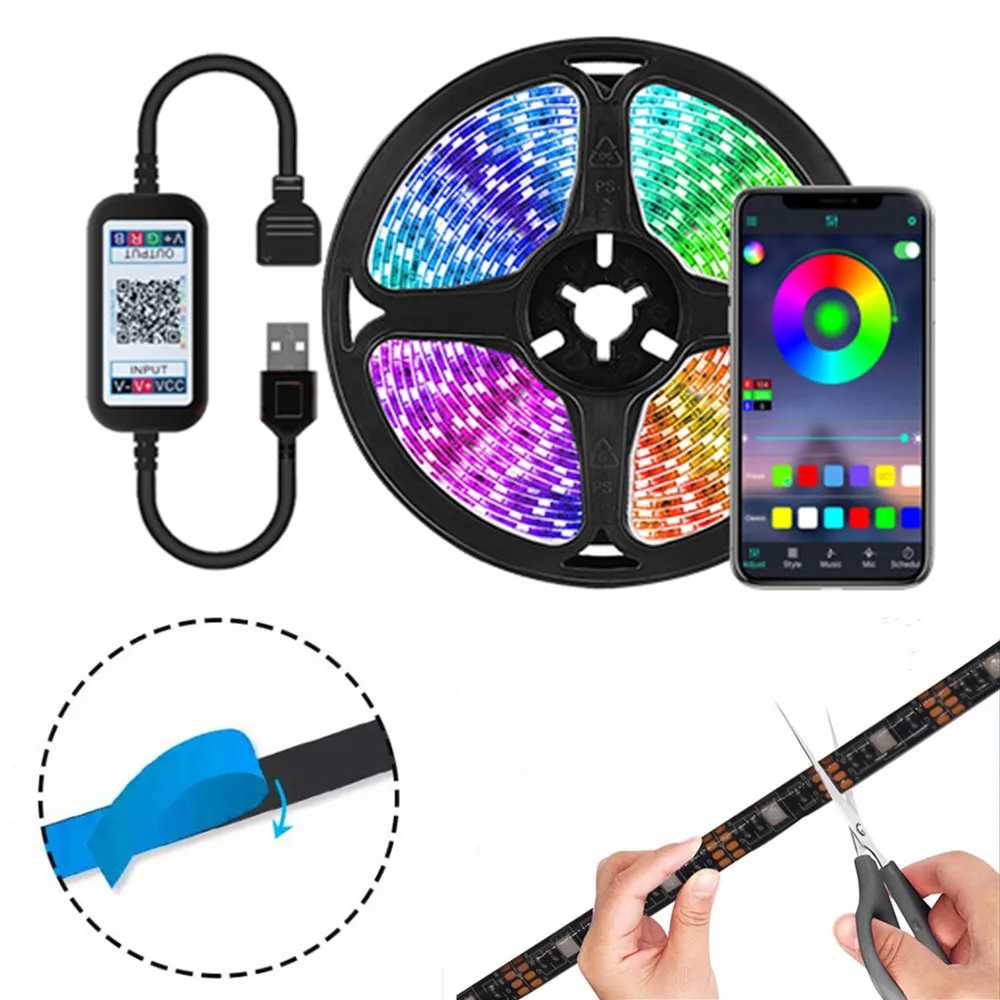 Светодиодная лента, 5 В, 5050 RGB, USB, 5 м, 10 м