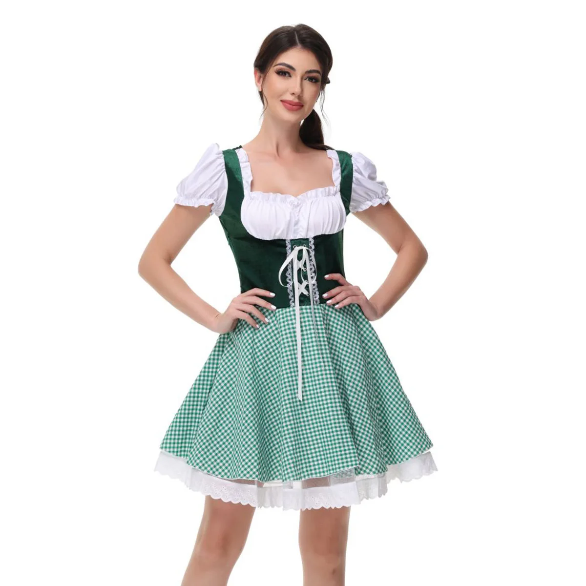 Loween Beer Girl Dr Plaid Mh Costume de Festival de la bière grande taille tenue de servante de femme de chambre vêtements ethniques traditionnels pour femmes