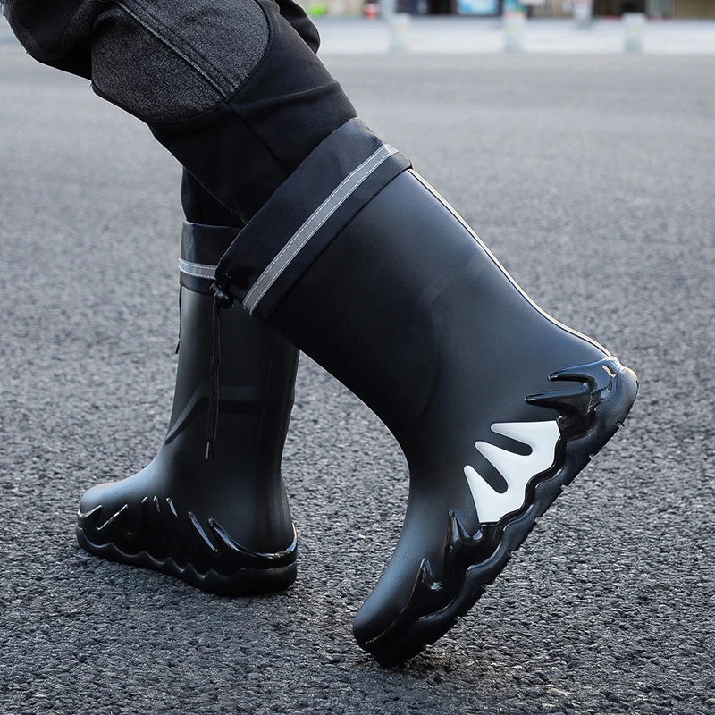 

Faionable Anti-Slip Water oes Мужские резиновые сапоги до середины икры для взрослых Мягкие боты Водонепроницаемые Rubber oes Кухонные рабочие Fiing Fl...