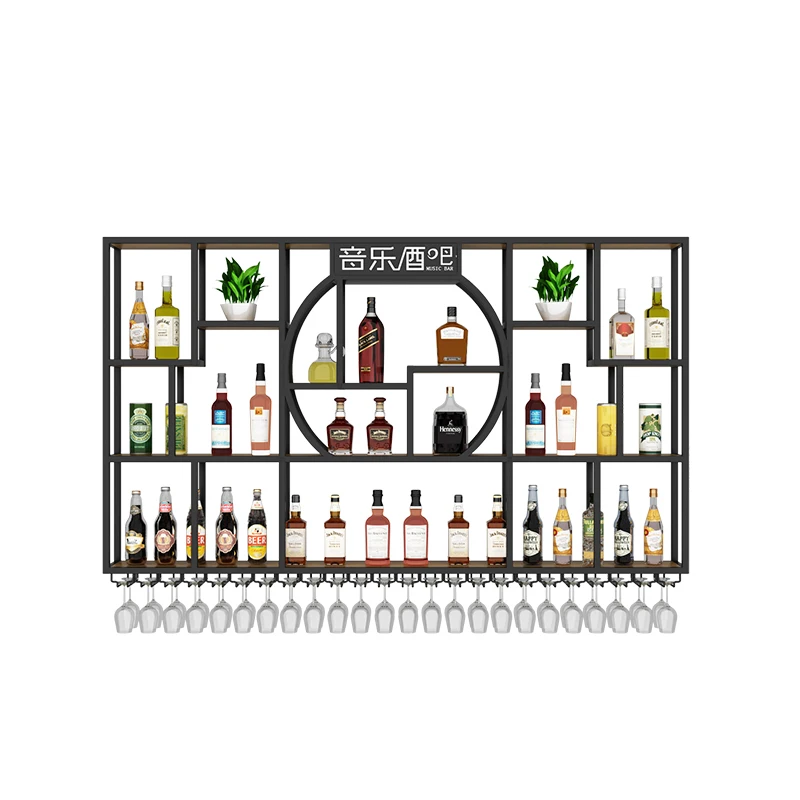 Bottle Inverted Bar Cabinet Storage Cocktail Display Whisky Wine Cabinets Modern Commercial Mueble Para Vino Kitchen Furniture