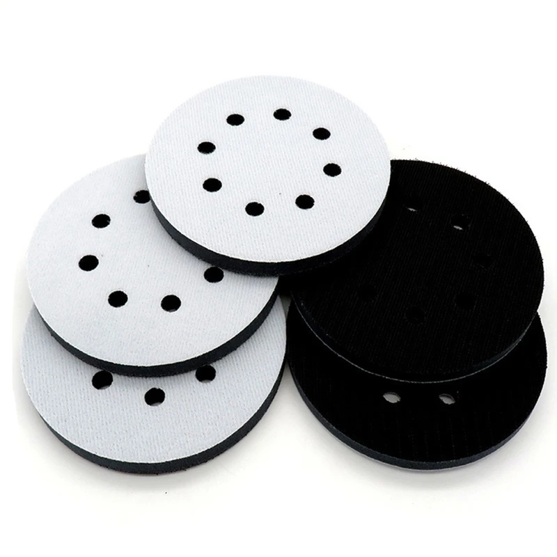 5x Interface Pads 5 Inch 8 Gat Haak & Loop Zacht Spons Schuim Schuren Interface Pad Voor Orbitale Schuurmachine Polijsten