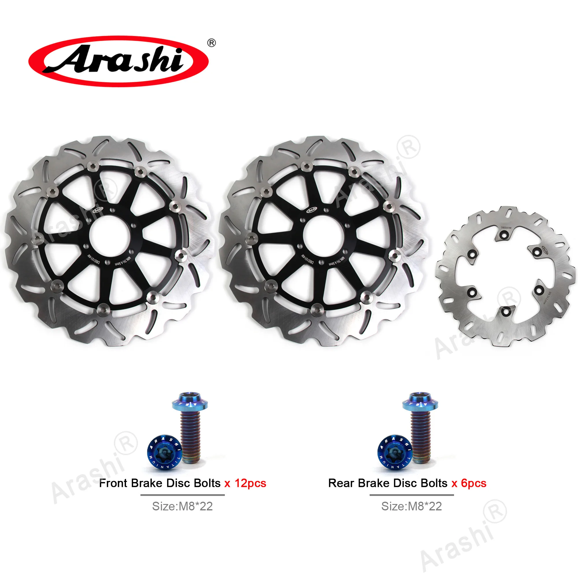 

Arashi YZF750R / YZF750SP Floating Front Rear Brake Disc Rotor Bolt Set For YAMAHA YZF-R 750 YZF 750 R 1993 1994 1995 1996 1997