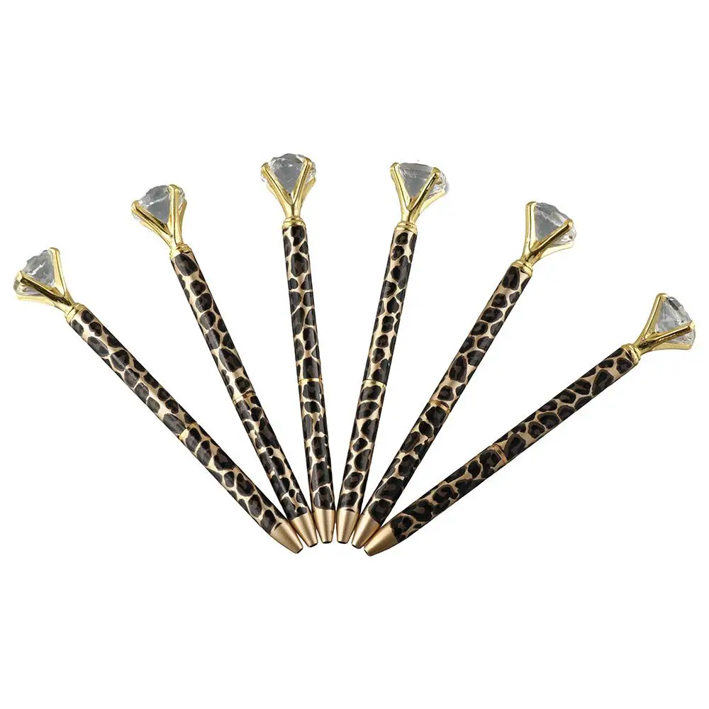 

Glitter 6 Pcs Crystal Diamond Pens Leopard Metal Ballpoint Pens Writing Pens Women