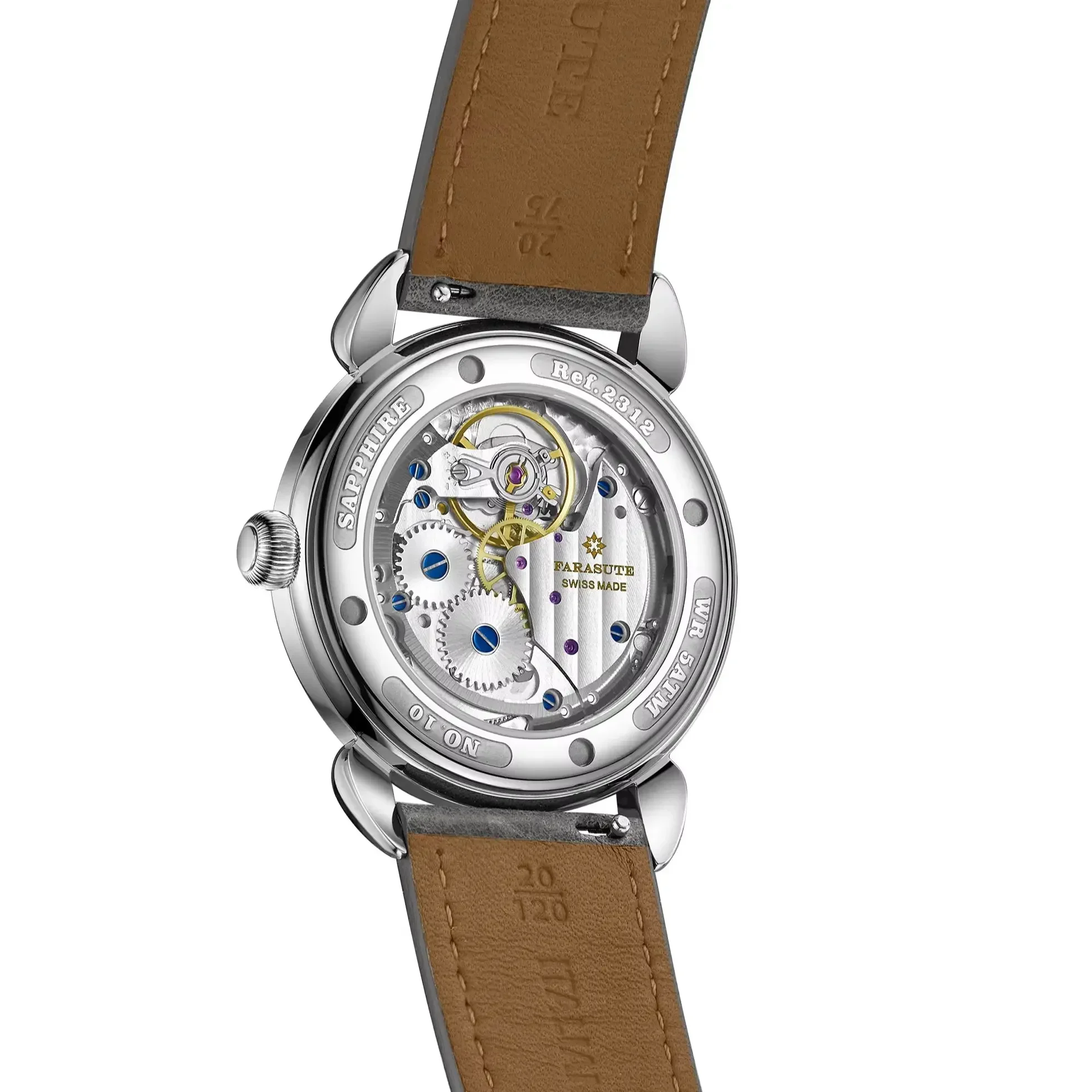 FARASUTE 37 мм Роскошные мужские часы в стиле ретро, швейцарский механизм SW261, ультратонкие мужские часы из нержавеющей стали с сапфировым стеклом Relogio 2312