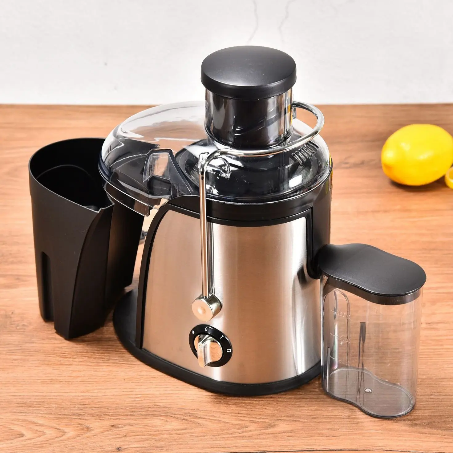 Máquina exprimidora de acero inoxidable, Extractor de jugo centrífugo de frutas y verduras enteras de 400W, expulsión automática de pulpa, enchufe europeo