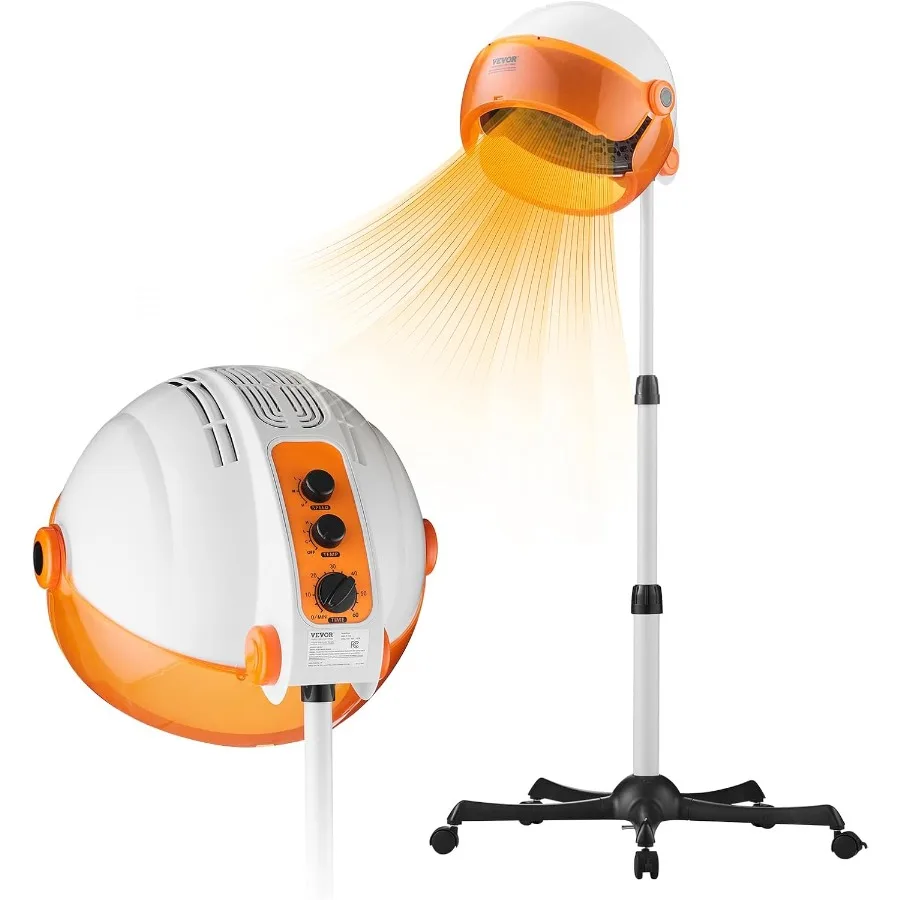 

Сушилка для волос с капюшоном 1875W с регулируемой скоростью, температурой, таймером и колесами для салонов красоты и домашнего спа