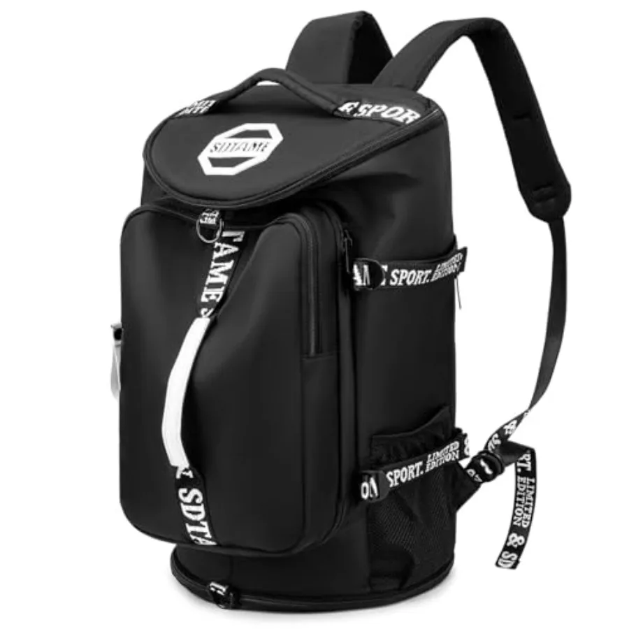 

Gym Duffle Bag Backpack with Shoe Compartment, 4 ways Travel Backpack for Women and Men, Multi-Functional Weekender bag with Wa