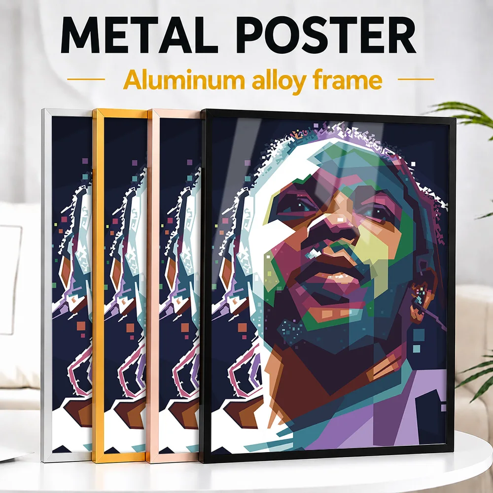 Kendrick Lamar Kung Fu Kenny Portrait Metal Poster With Aluminum Alloy Frame Personalized Hip Hop Tribute Wall Art For Home Bar