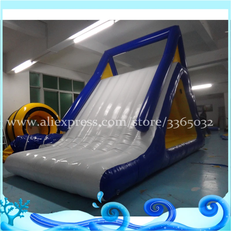 

Inflatable floating water slide for kids and adults, inflatable iceberg with slide for water park, rock climbing wall