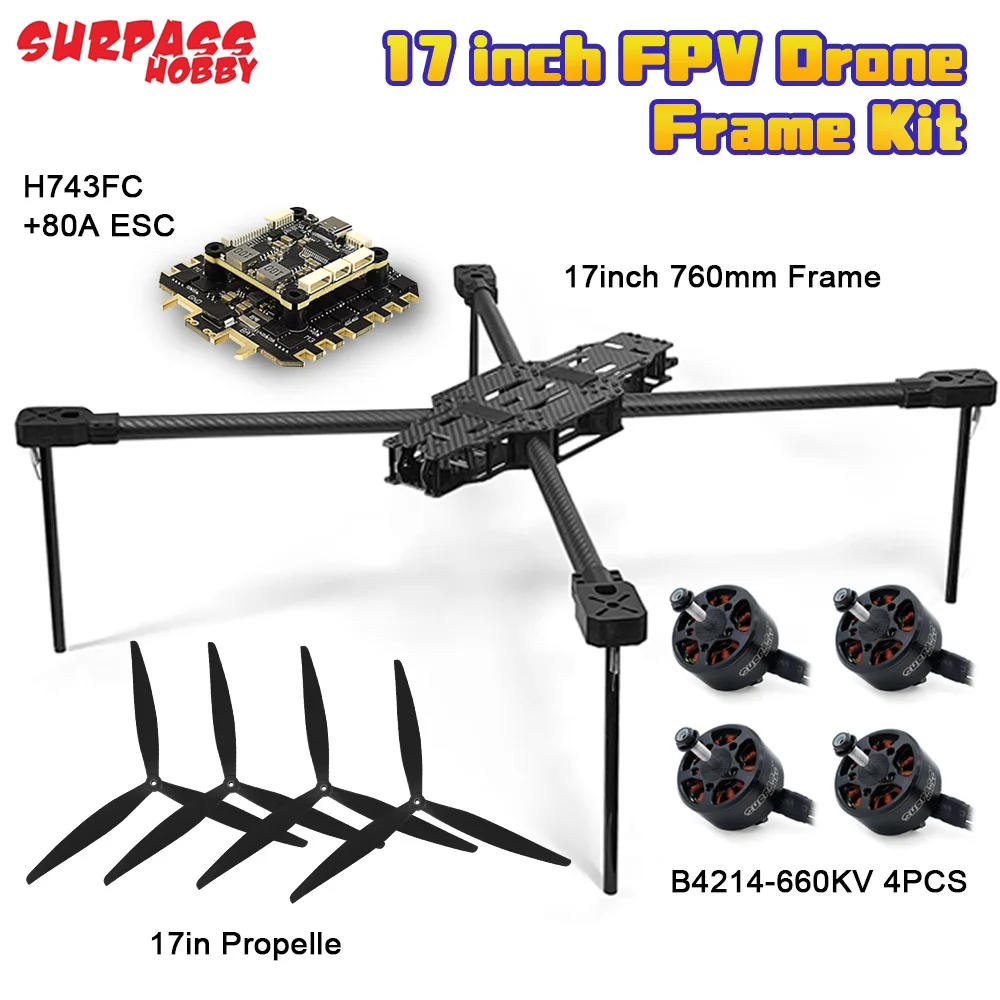

SURPASSHOBBY 17 inch FPV Drone Frame Kit 760mm Wheelbase Frame Brushless Motor Propeller