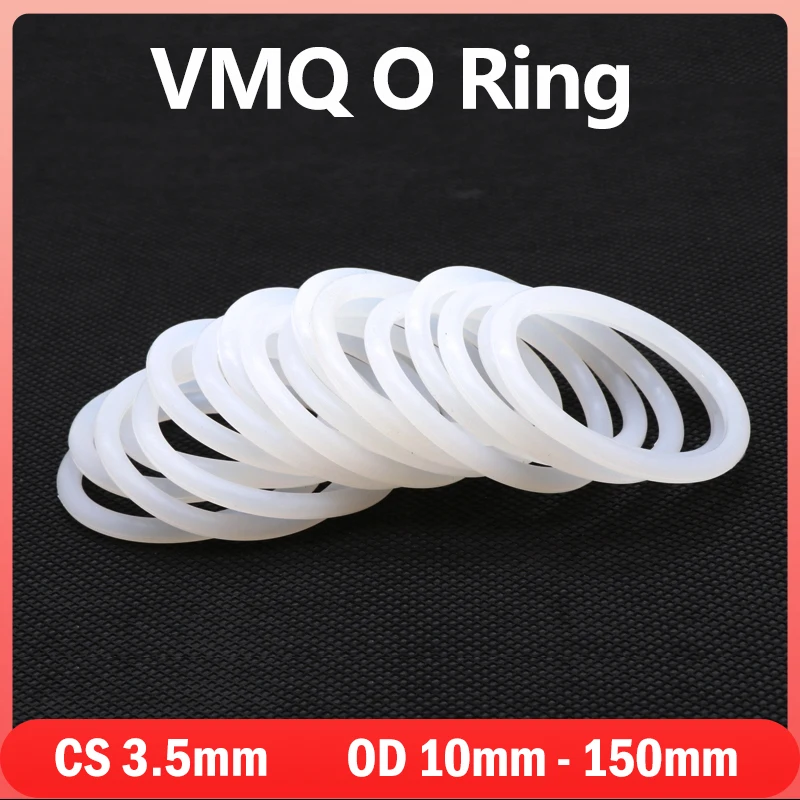 

10/50pcs VMQ White Silicone Ring Gasket Thickness CS 3.5mm OD 10mm ~ 150mm Food Grade Waterproof Washer Rubber Insulate O Rings