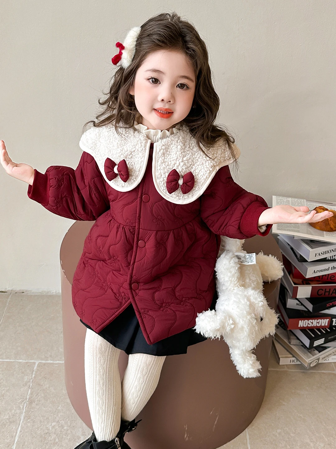 

Thiened Fce Girls Jaet Winter Warm Faionable Children's Clothing Baby Girl Cotton Coat Sli Autumn Winter Kids Ou...