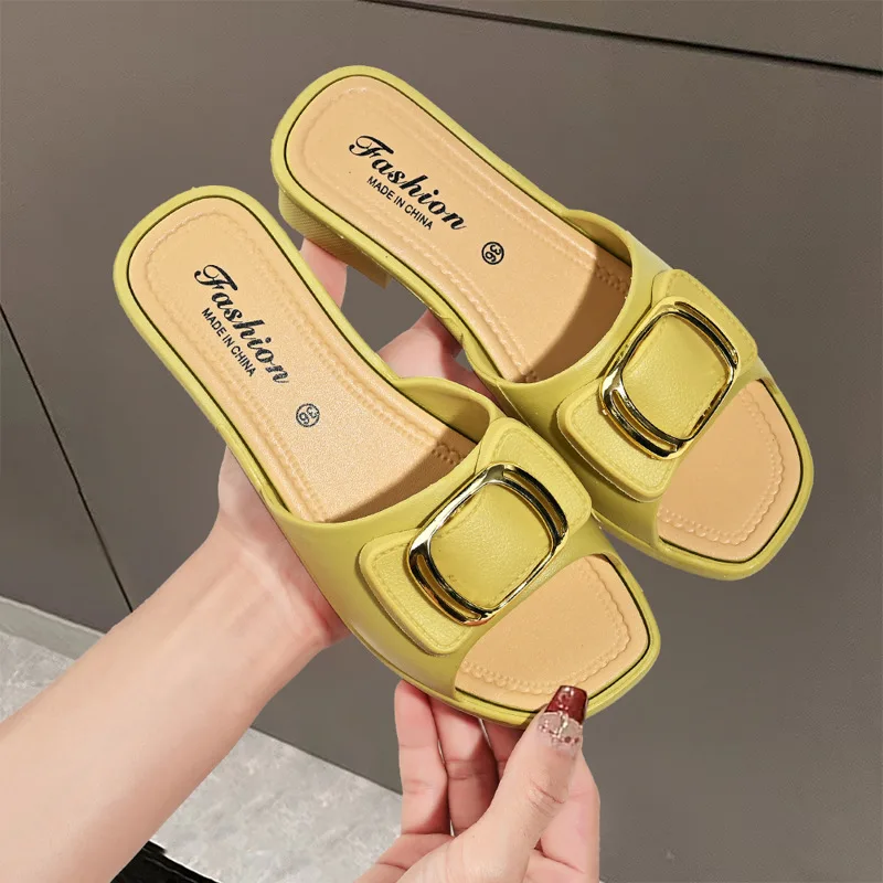 شباشب نسائية صيفية عصرية جديدة متعددة الاستخدامات لعام 2025 مضادة للانزلاق بدون حمالات على الطراز الكوري يمكن ارتداؤها صنادل سميكة القاع ناعمة #6