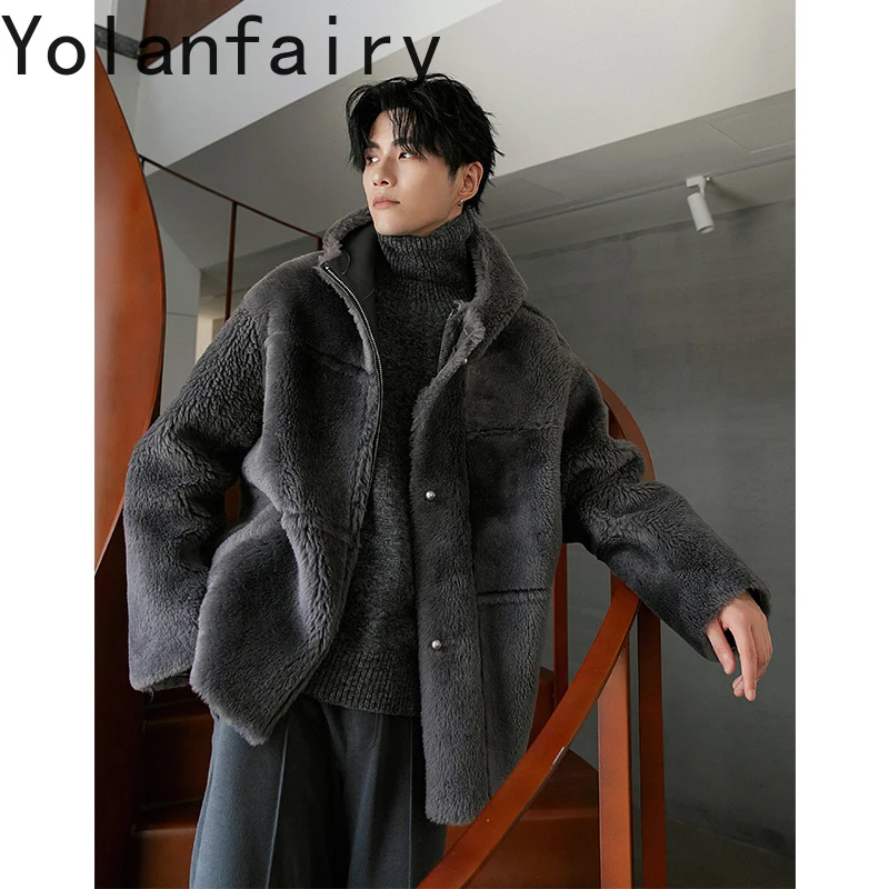 

2023 New Natural Fur Coat Men's Real Leather and Fur Clothing Hooded Winter Jacket for Men Medium Long Leather Jackets Chaquetas