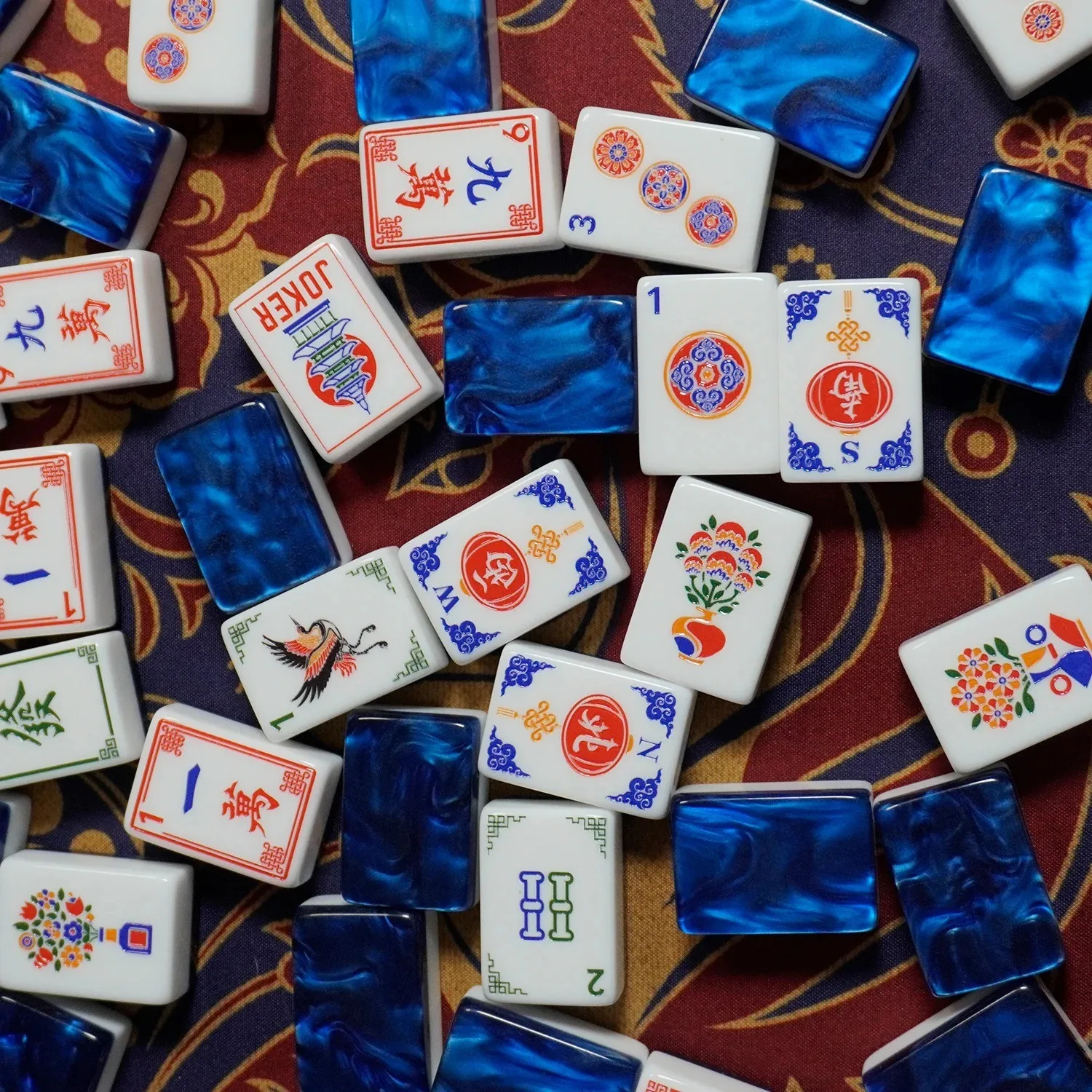 American sapphire series red acrylic American mahjong tiles, home gift set hand rubbing card crystal hemp