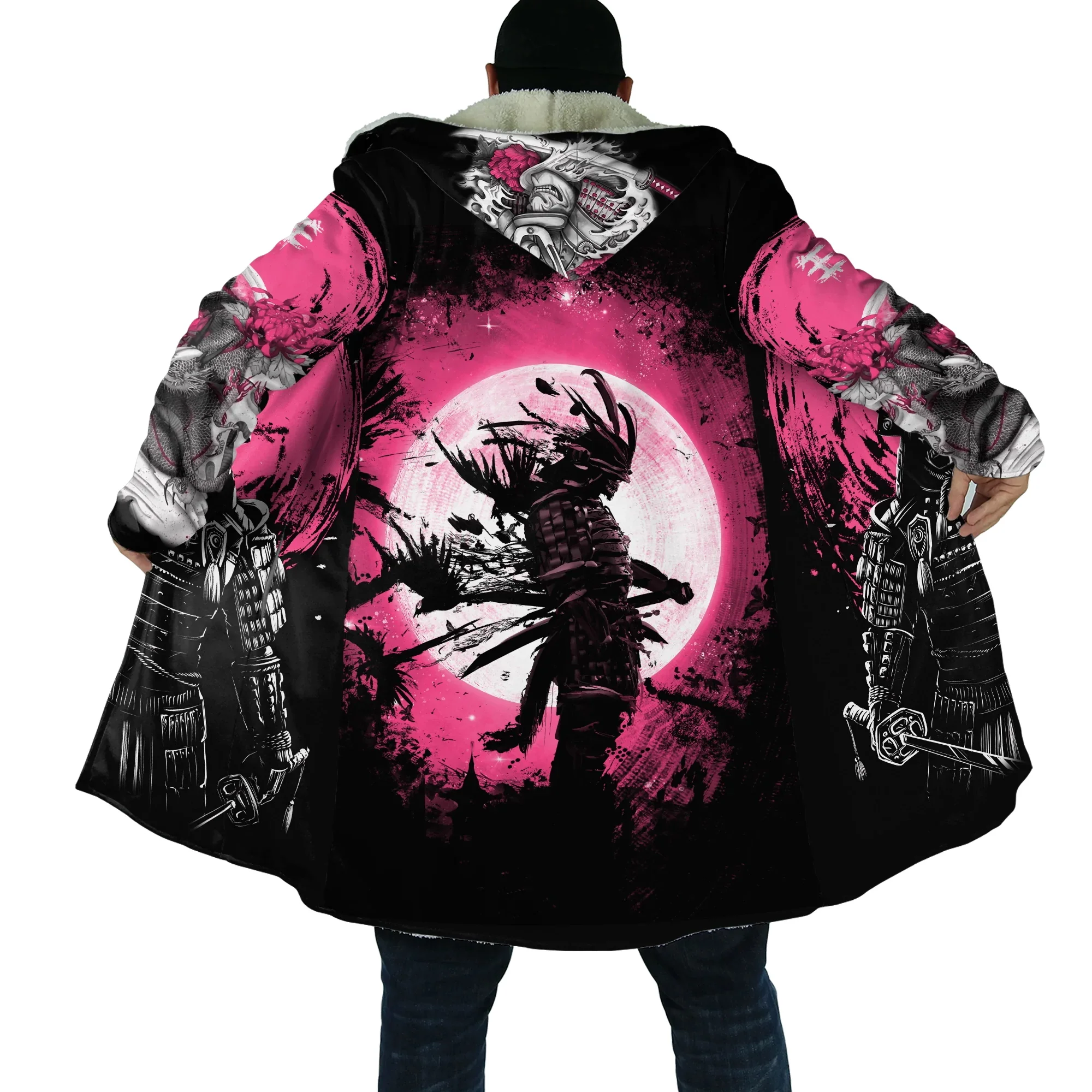 

CLOOCL Samurai Warrior Tattoo 3D All Over Printed Men's Fleece Hooded Cloak Unisex Casual Thick Warm Cape Coat Drop Shipping