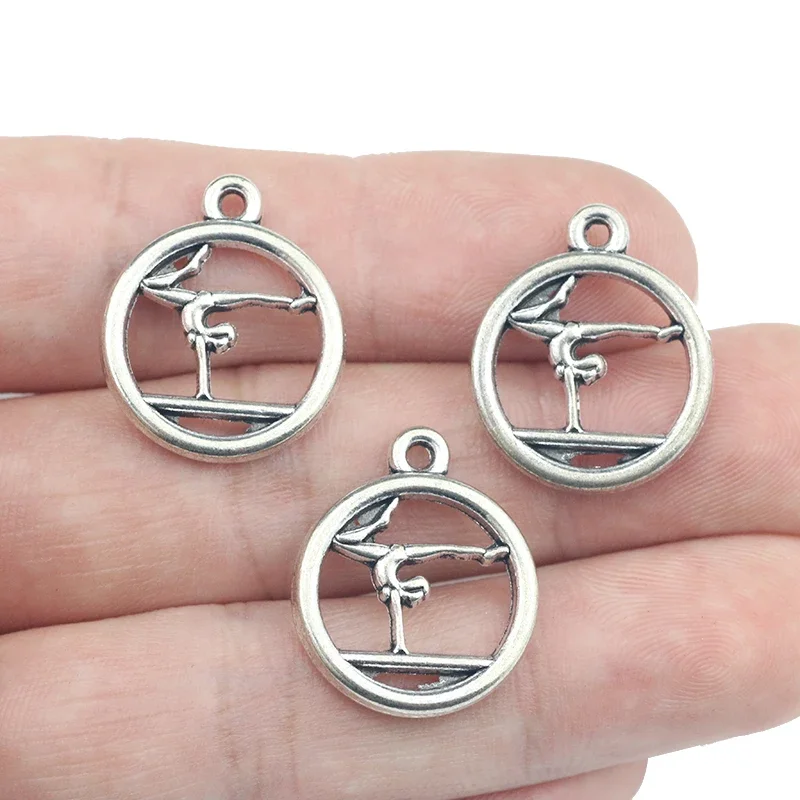 10 Pieces 18*22mm Antique Silver Color Mixed Alloy Yoga Athlete Charms Pendant Accessory For DIY Jewelry Making