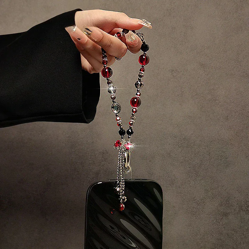 

Bow Tassel Phone Short Chain Crystal Phone Lanyard Universal Phone Anti Loss Lanyard Fashion Mobile Phone Short Wrist Strap