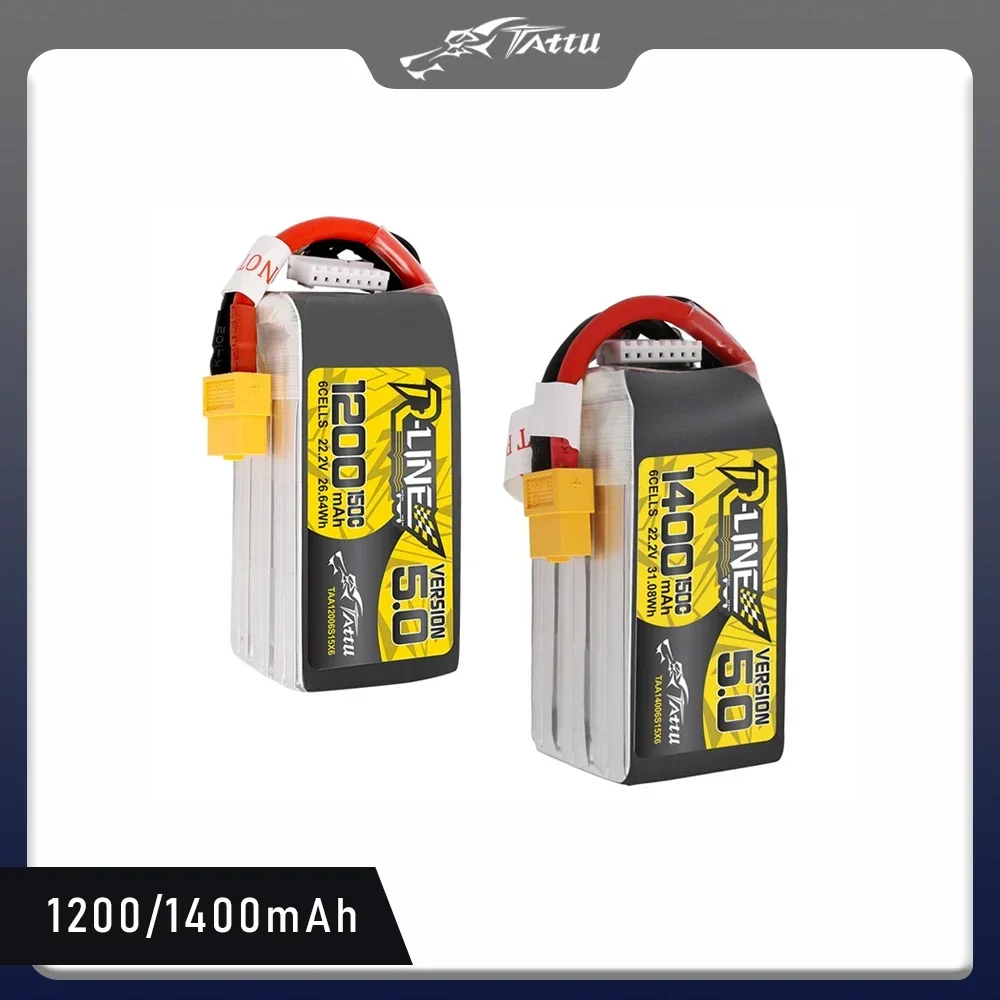 TATTU Lipo Battery R-Line 1200mAh 1400mAh 1550mAh 6S for FPV Drone 150C XT60 Plug RC Power Racing Multirotor Quadcopter Frame