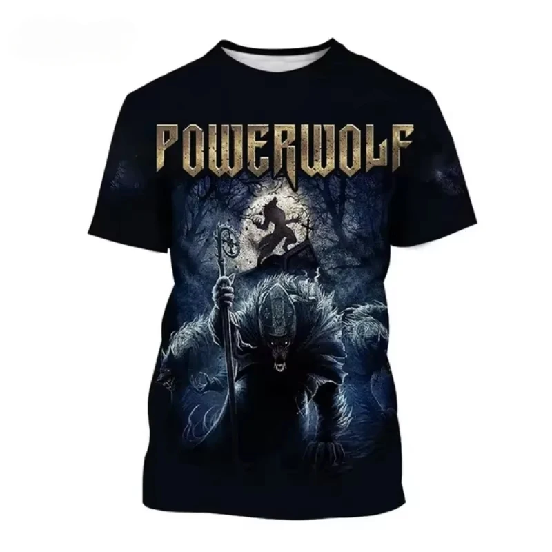 Fashion Casual Men Clothing Power Metal Band 3D Print T-shirt Personalized Hip-hop Harajuku Street Round Neck Short Sleeve Tops