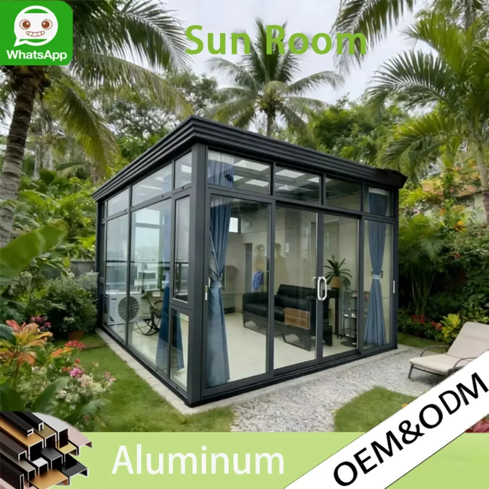 

Heavy Duty Aluminum Winter Garden Sunroom, Waterproof Rust Proof Glass Greenhouse, 4 Season Conservatory for Home Backyard